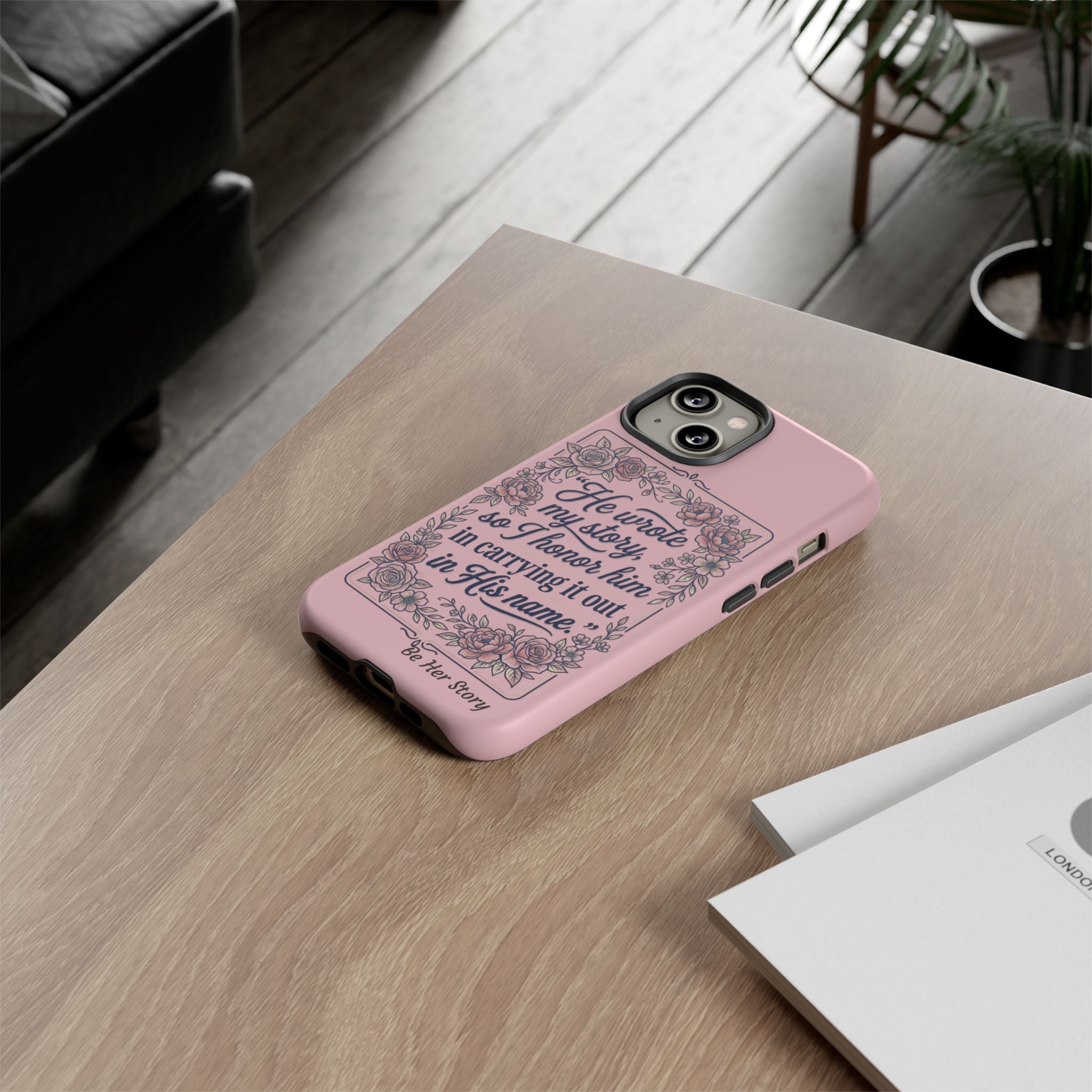 Floral Scripture iPhone Case — “He Wrote My Story” Christian Phone Case