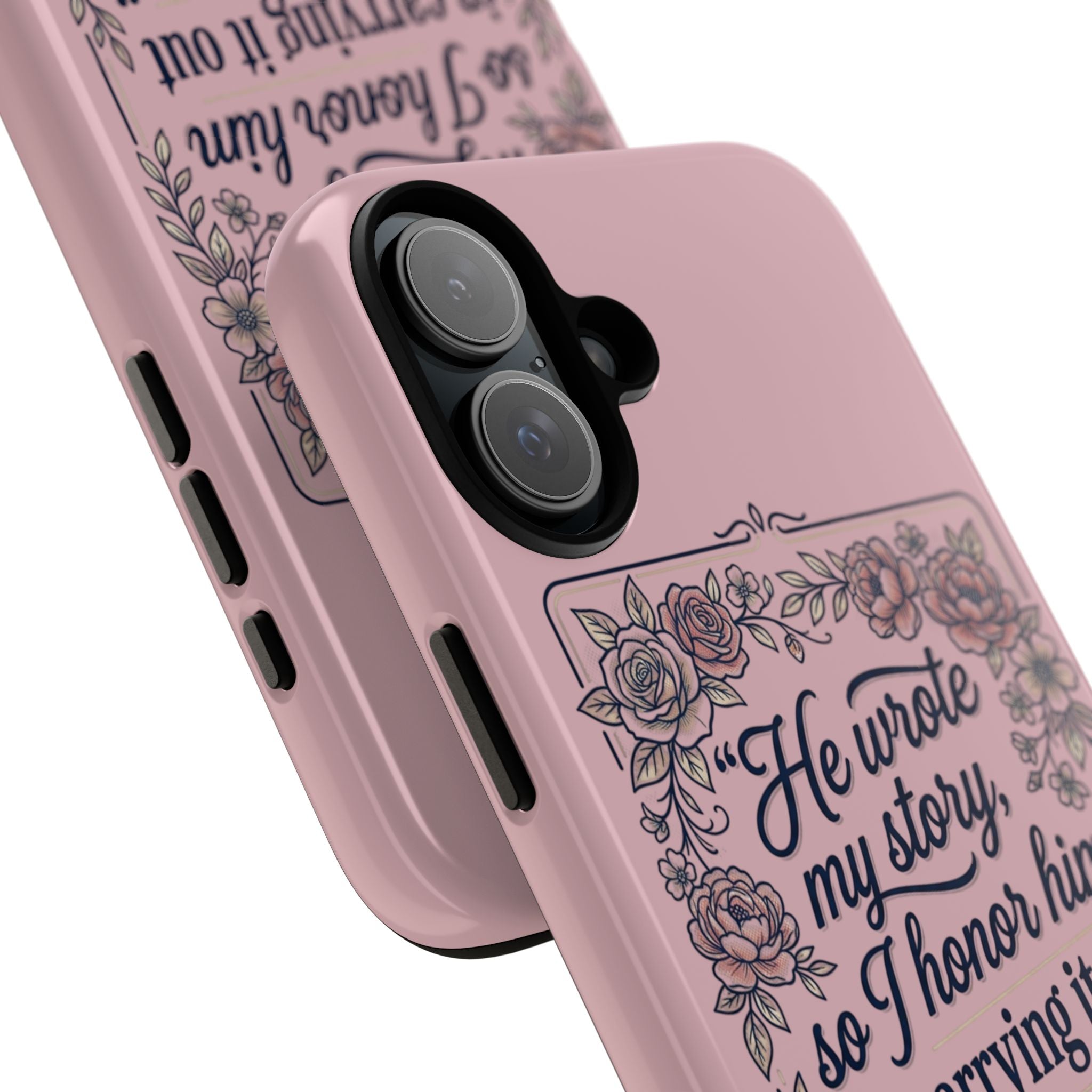 Floral Scripture iPhone Case — “He Wrote My Story” Christian Phone Case