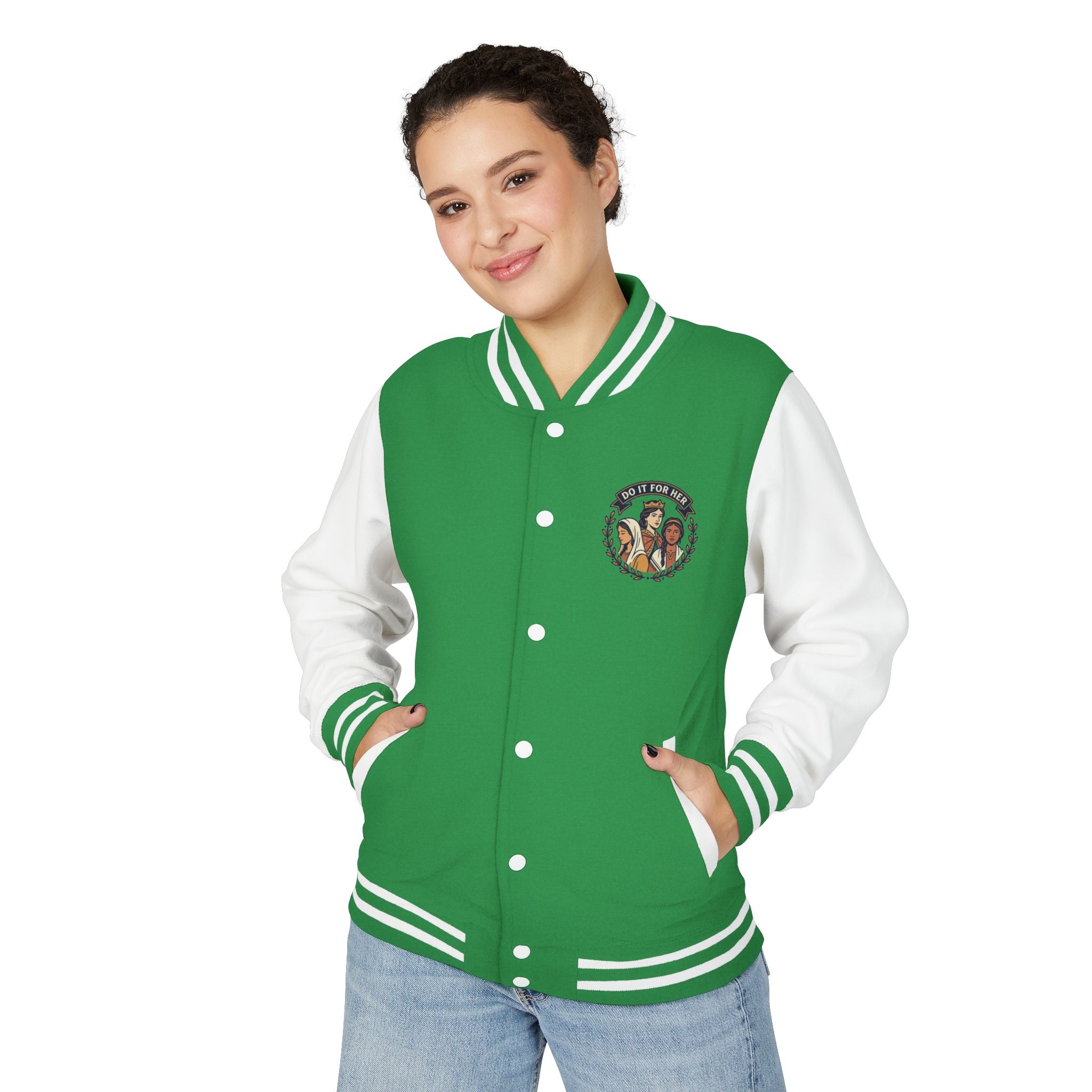 Letterman Jacket — Christian Girl Autumn Floral Chest Design