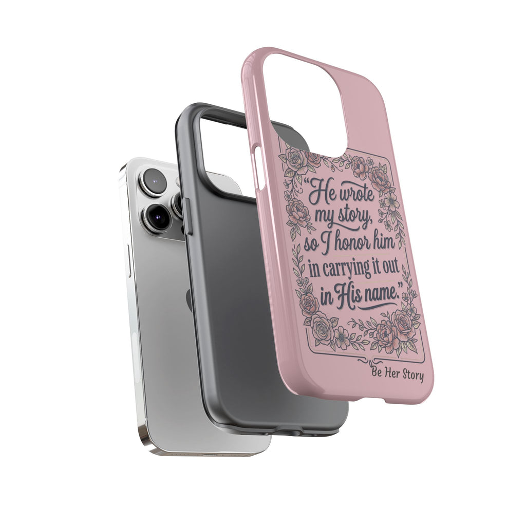 Floral Scripture iPhone Case — “He Wrote My Story” Christian Phone Case