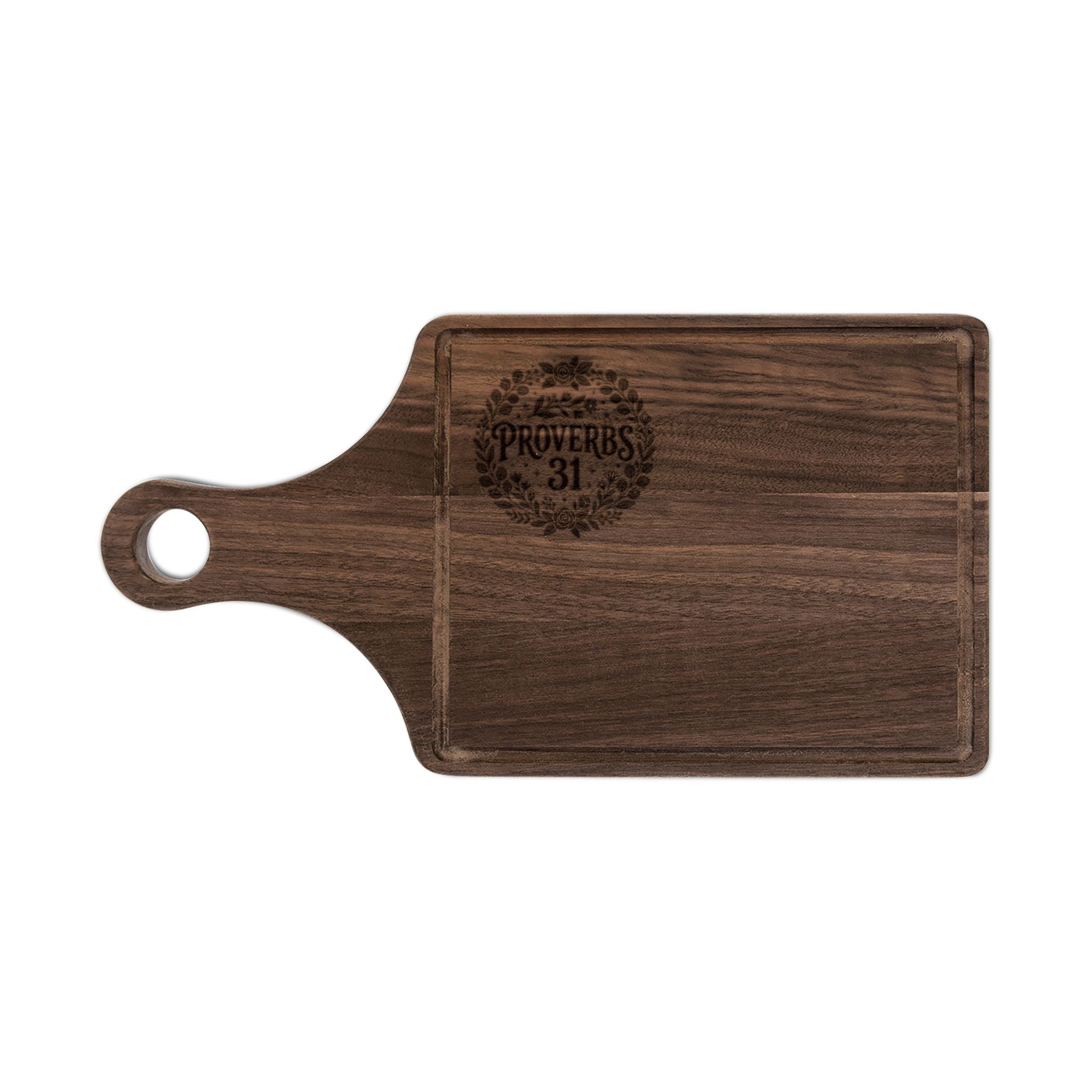 Proverbs 31 Engraved Wooden Cutting Board — Rustic Decorative Serving & Cheese Board