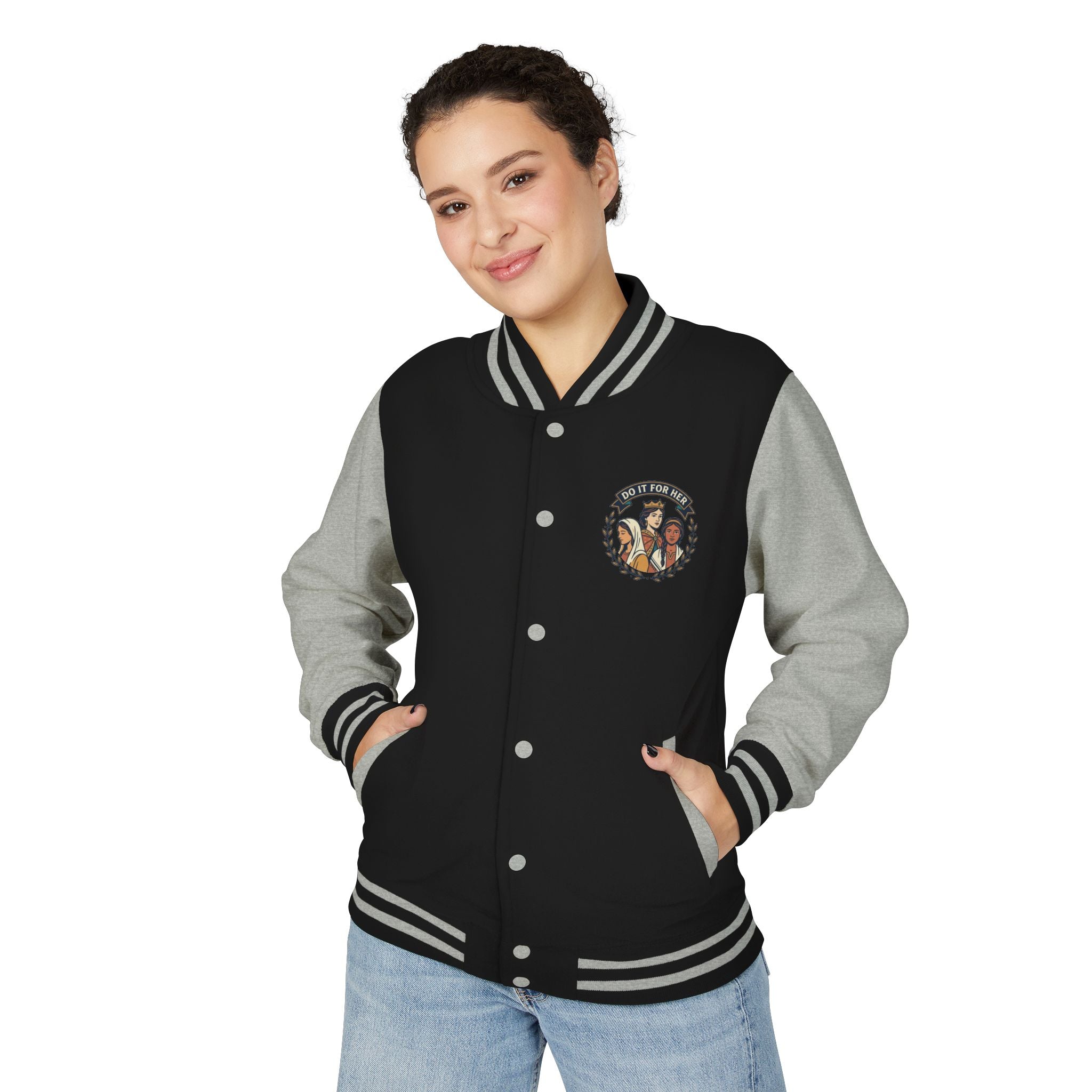 Letterman Jacket — Christian Girl Autumn Floral Chest Design