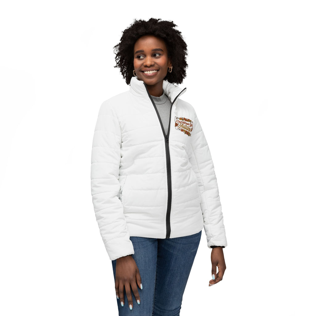 Women’s Puffer Jacket — Cozy Vintage Patch Winter Coat