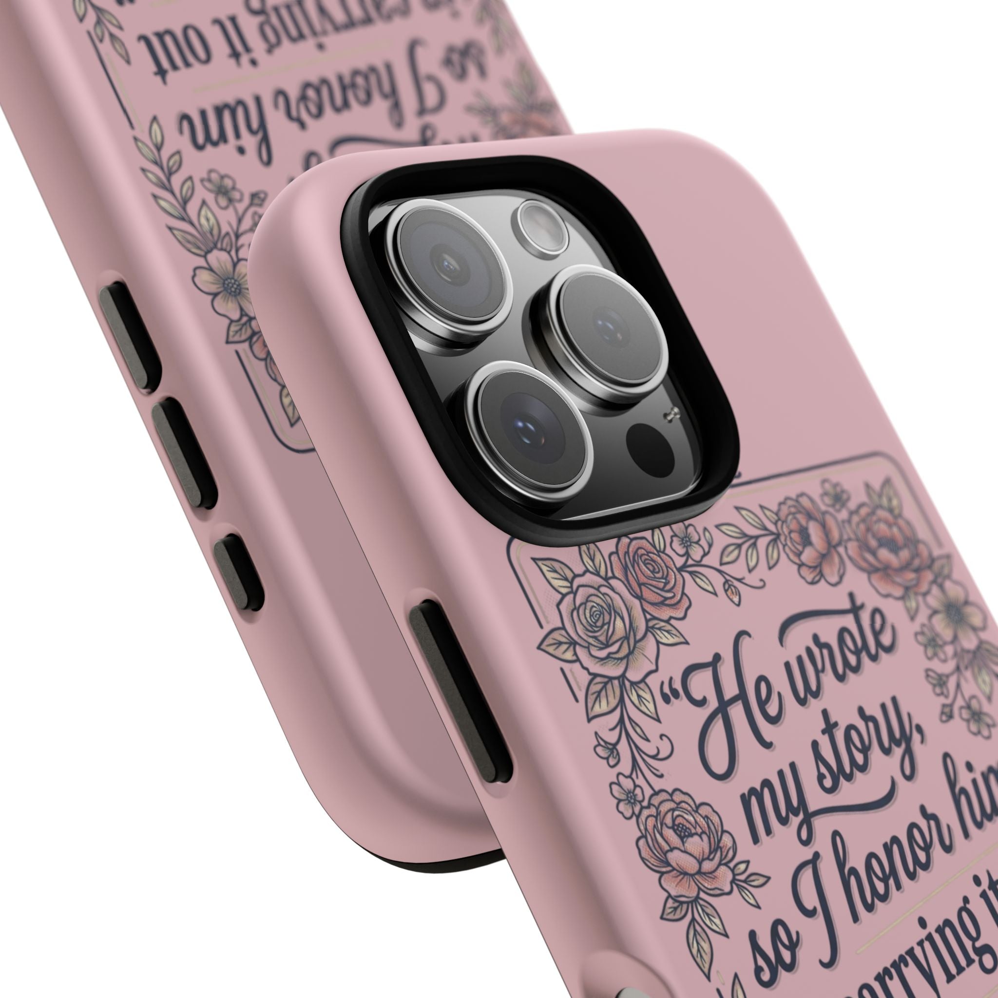 Floral Scripture iPhone Case — “He Wrote My Story” Christian Phone Case