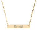 Engraved Horizontal Bar Necklace — Personalized Name/Message Pendant (Silver or Rose Gold)