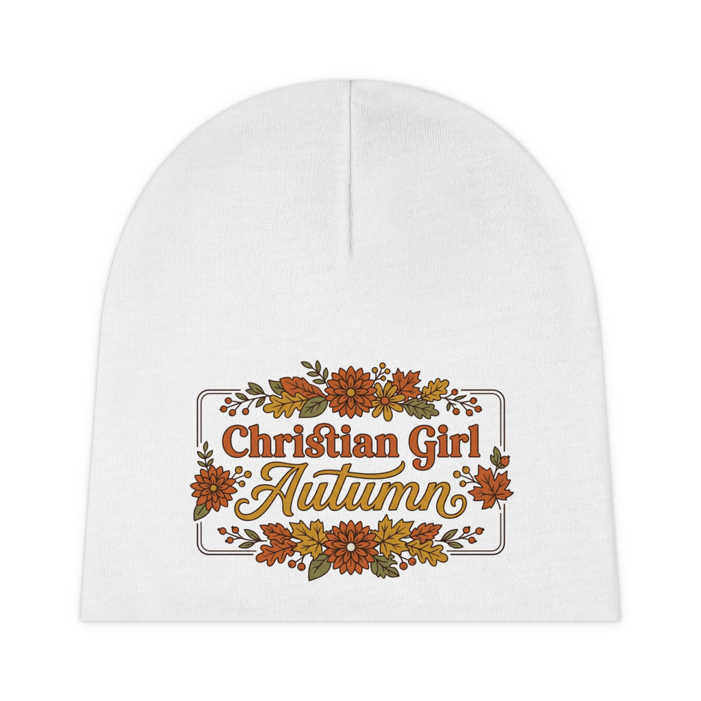 Christian Girl Autumn Baby Beanie – Fall Floral Newborn Hat