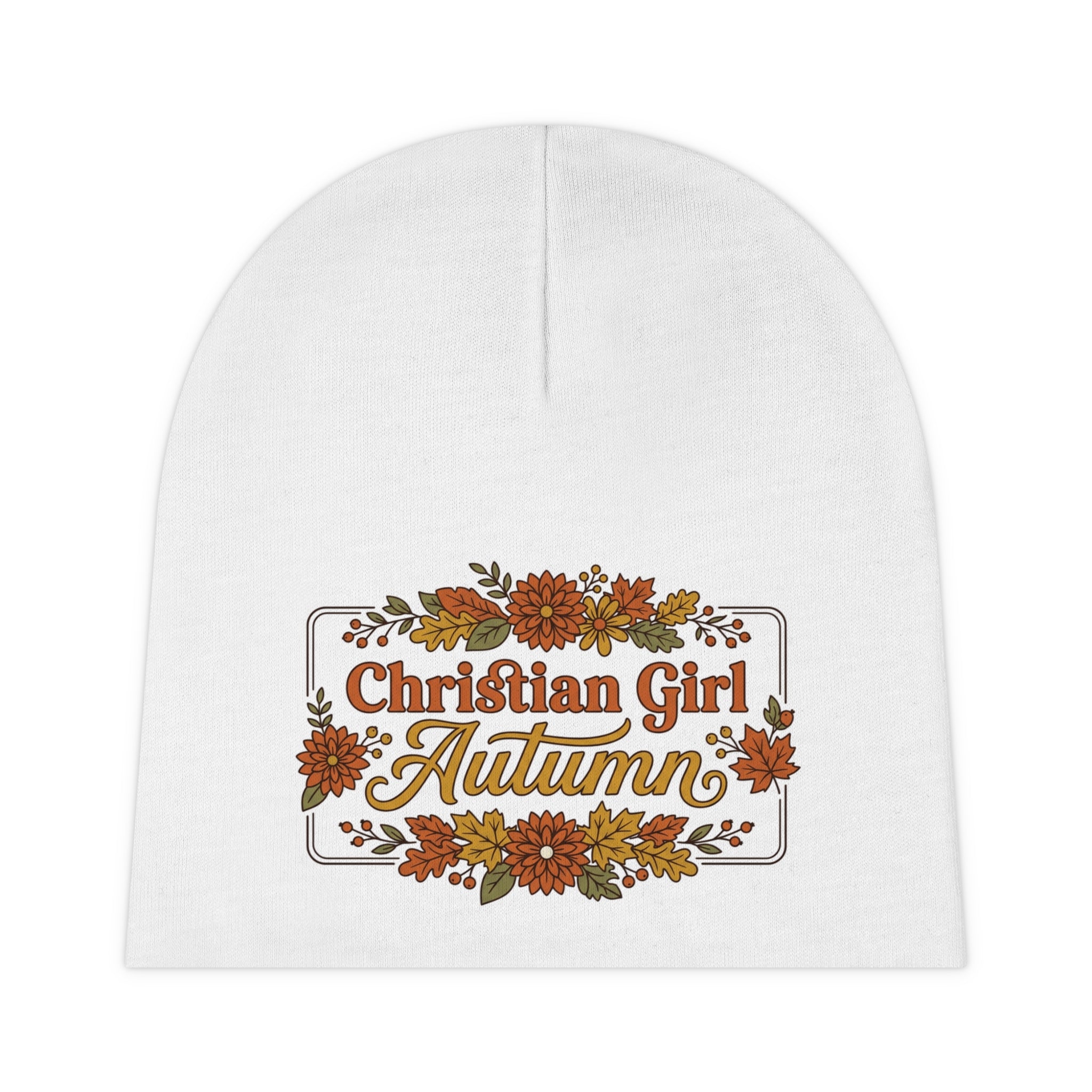 Christian Girl Autumn Baby Beanie – Fall Floral Newborn Hat