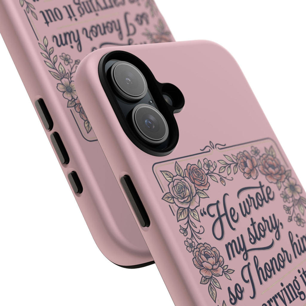 Floral Scripture iPhone Case — “He Wrote My Story” Christian Phone Case