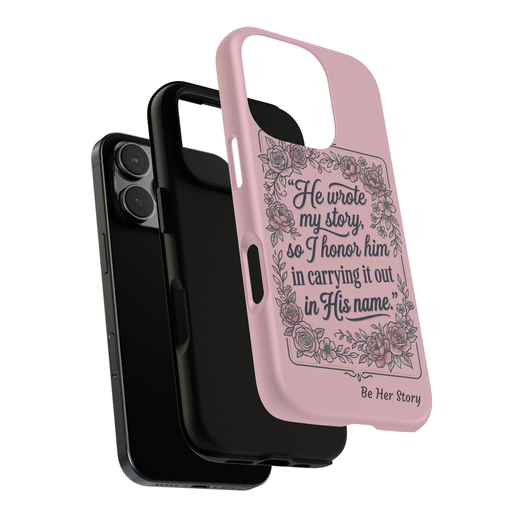 Floral Scripture iPhone Case — “He Wrote My Story” Christian Phone Case