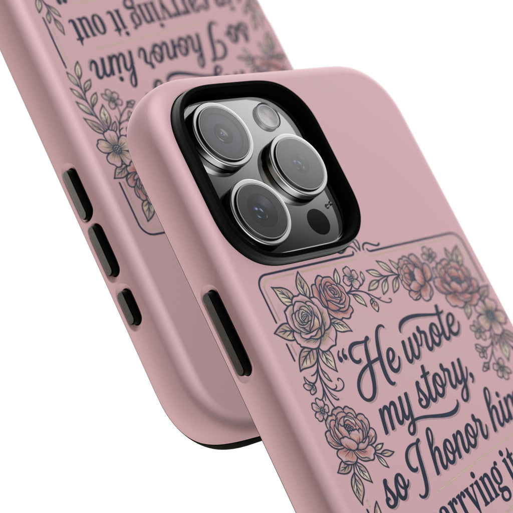 Floral Scripture iPhone Case — “He Wrote My Story” Christian Phone Case