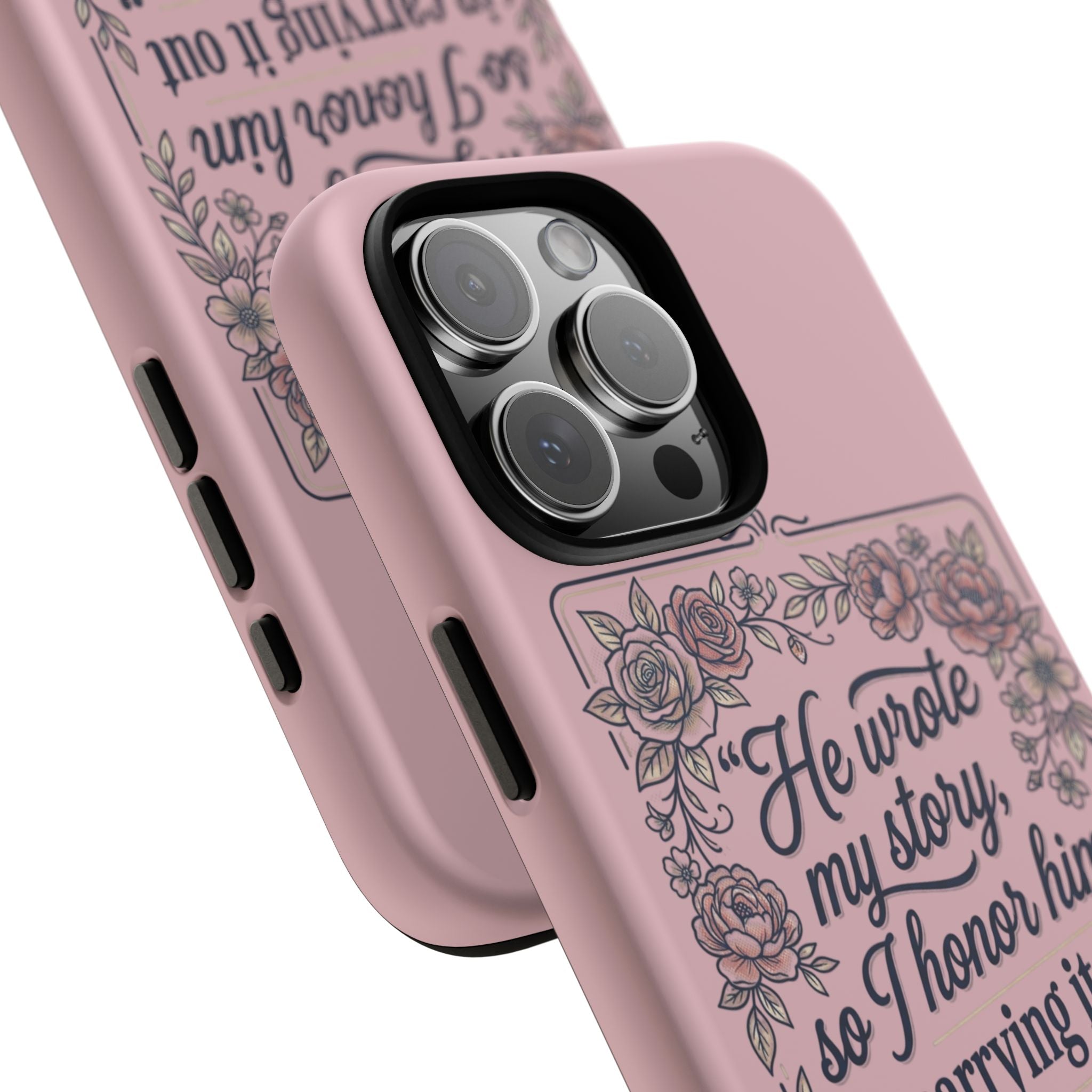 Floral Scripture iPhone Case — “He Wrote My Story” Christian Phone Case