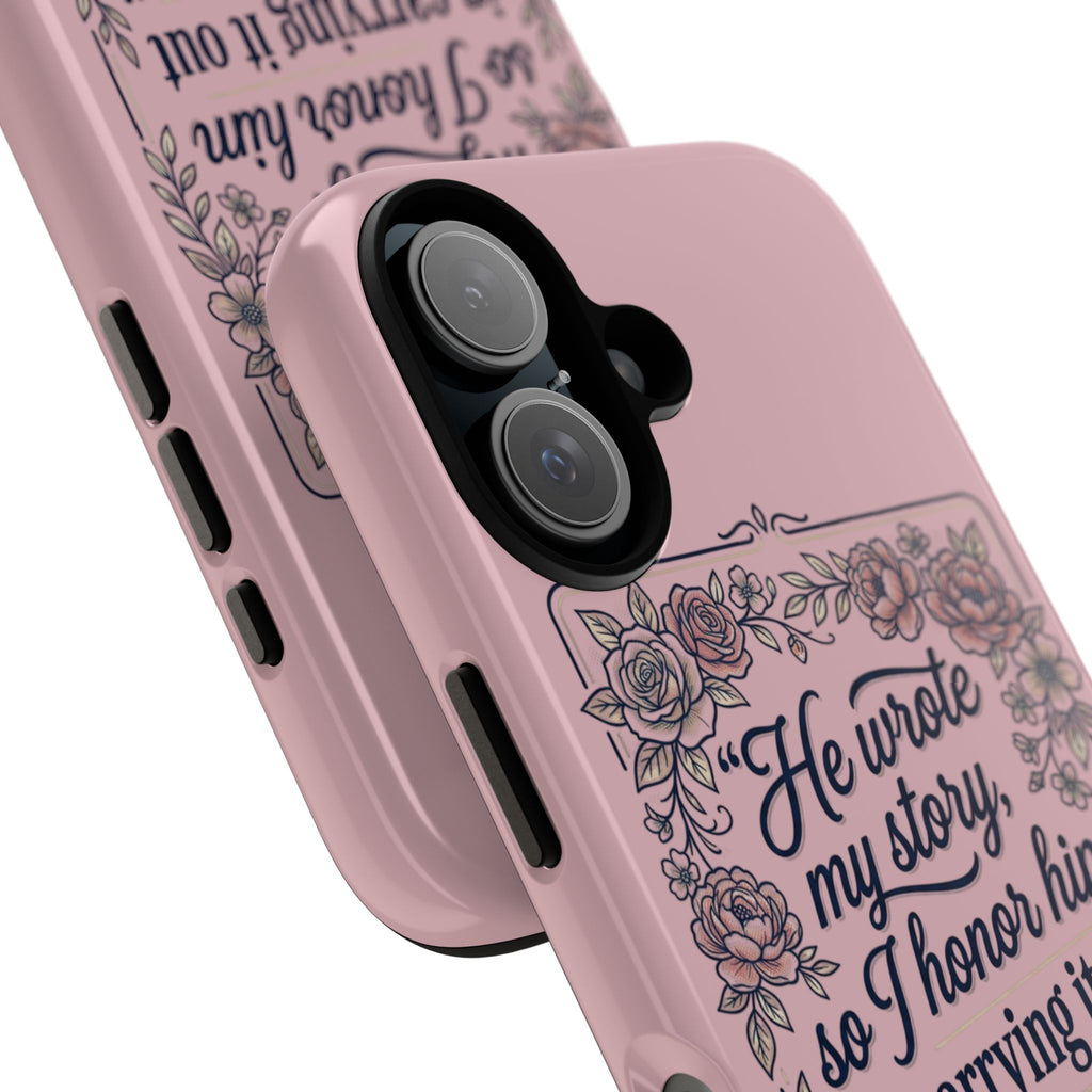Floral Scripture iPhone Case — “He Wrote My Story” Christian Phone Case