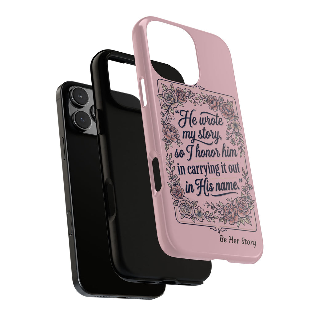 Floral Scripture iPhone Case — “He Wrote My Story” Christian Phone Case