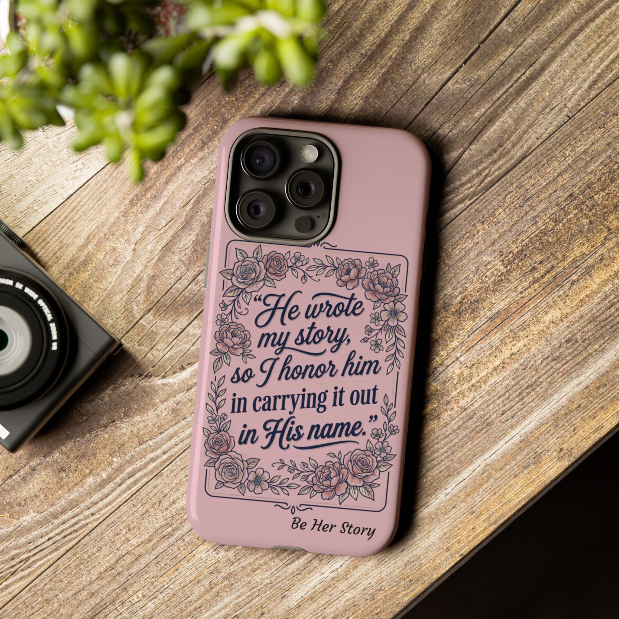 Floral Scripture iPhone Case — “He Wrote My Story” Christian Phone Case