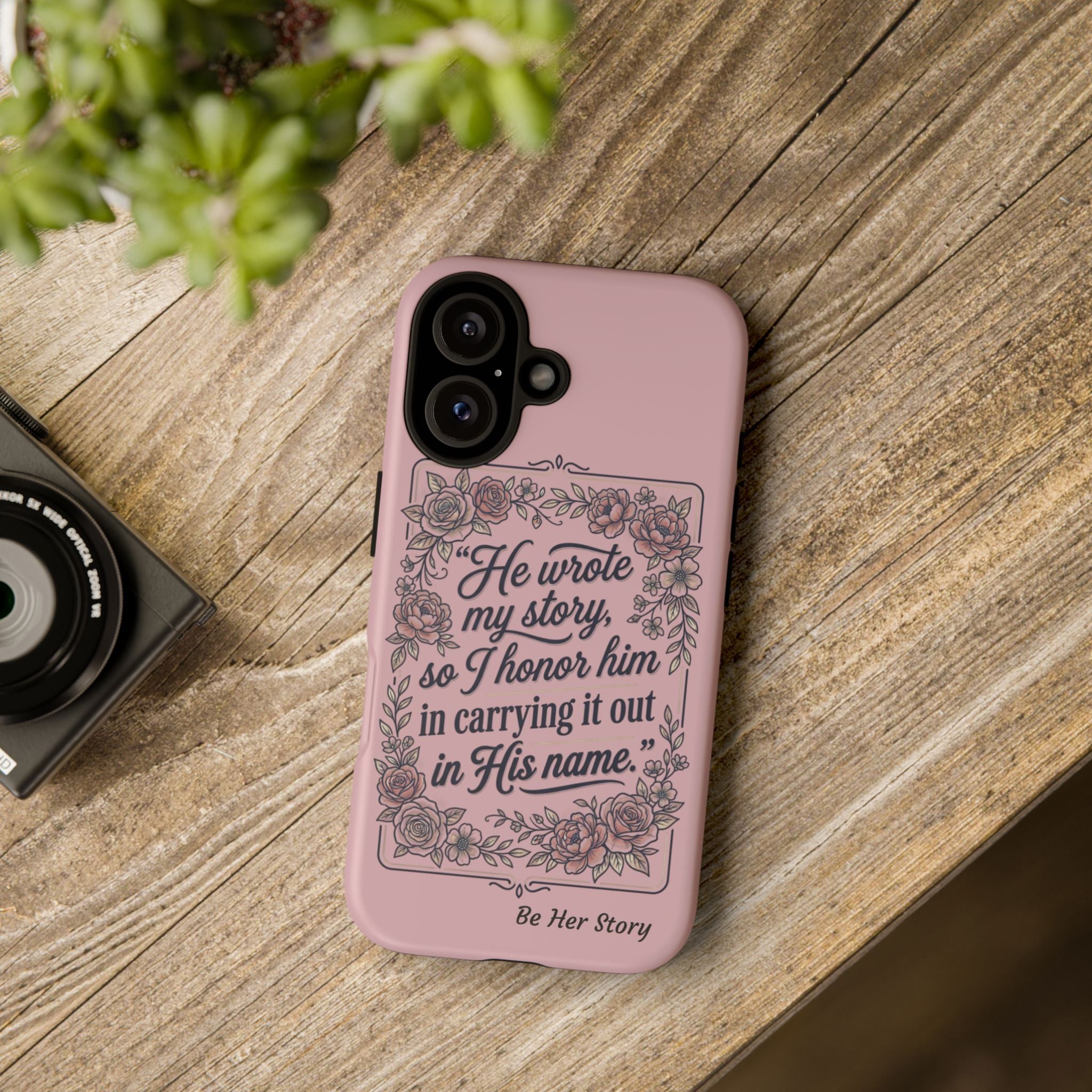 Floral Scripture iPhone Case — “He Wrote My Story” Christian Phone Case