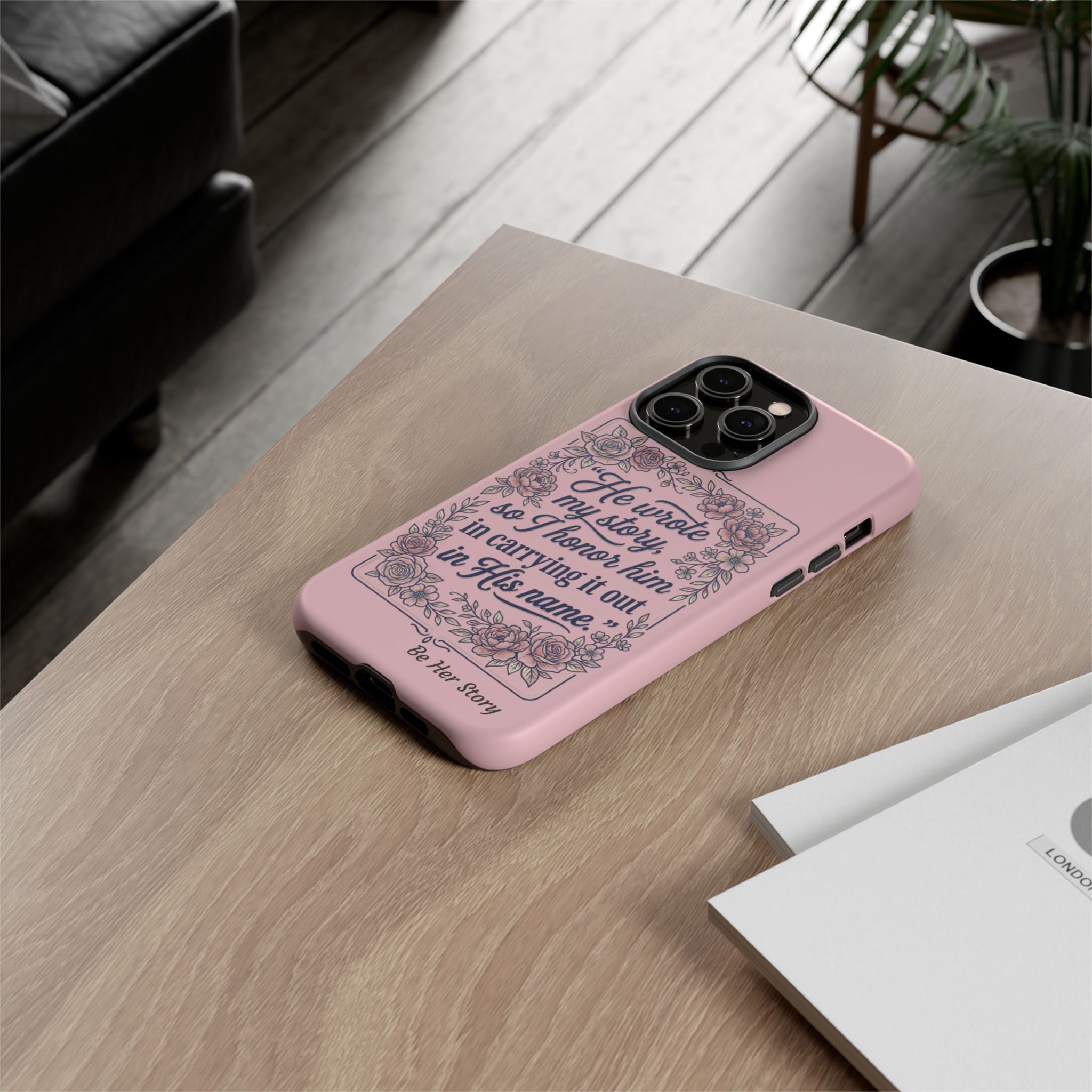 Floral Scripture iPhone Case — “He Wrote My Story” Christian Phone Case