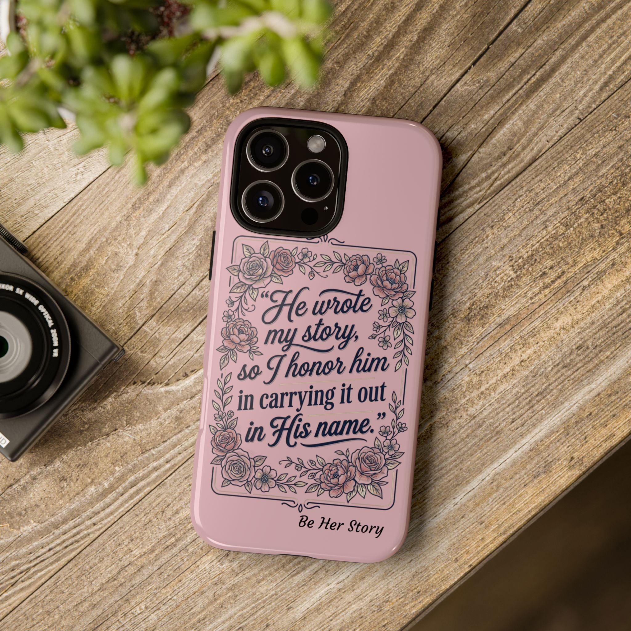 Floral Scripture iPhone Case — “He Wrote My Story” Christian Phone Case