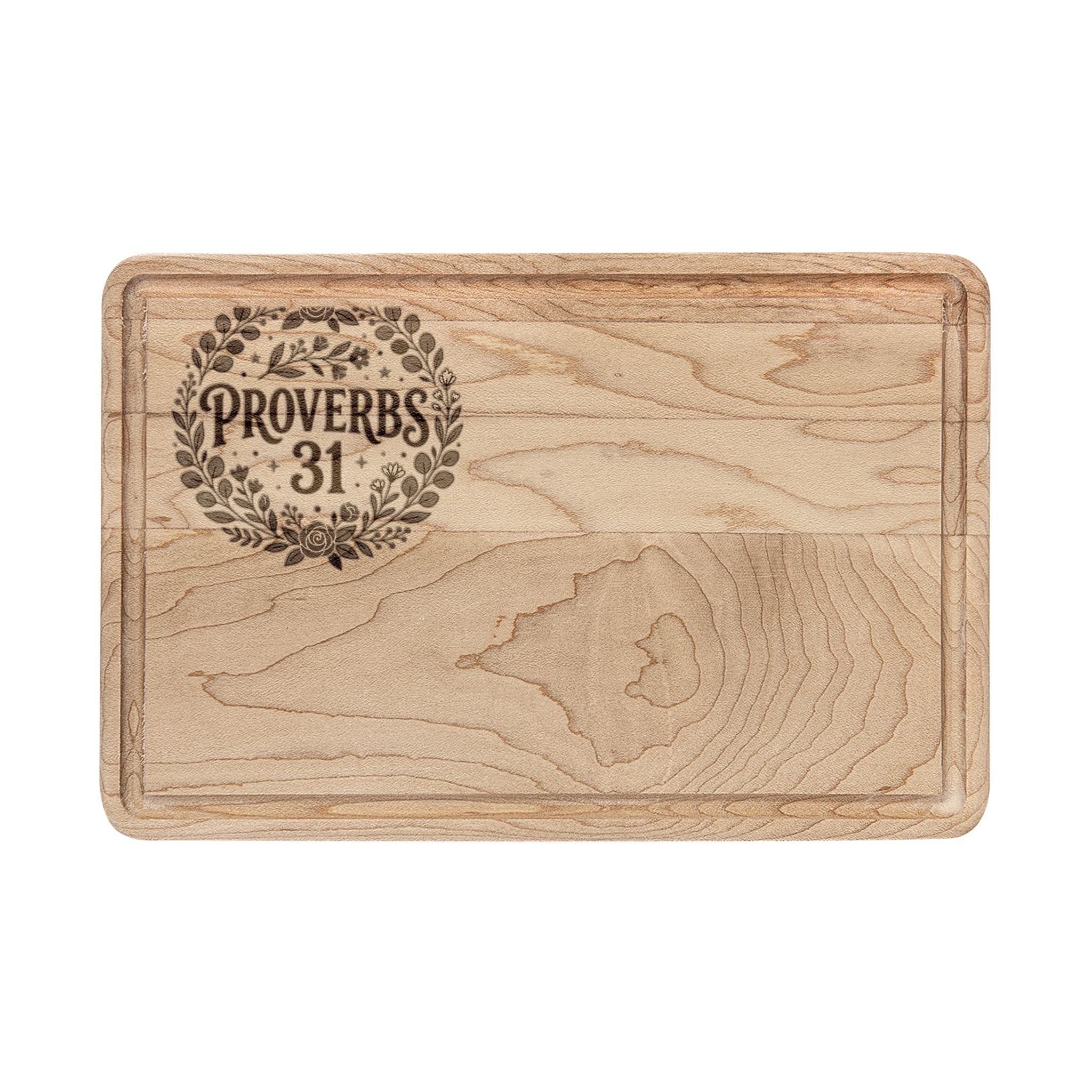 Proverbs 31 Engraved Wooden Cutting Board — Rustic Decorative Serving & Cheese Board