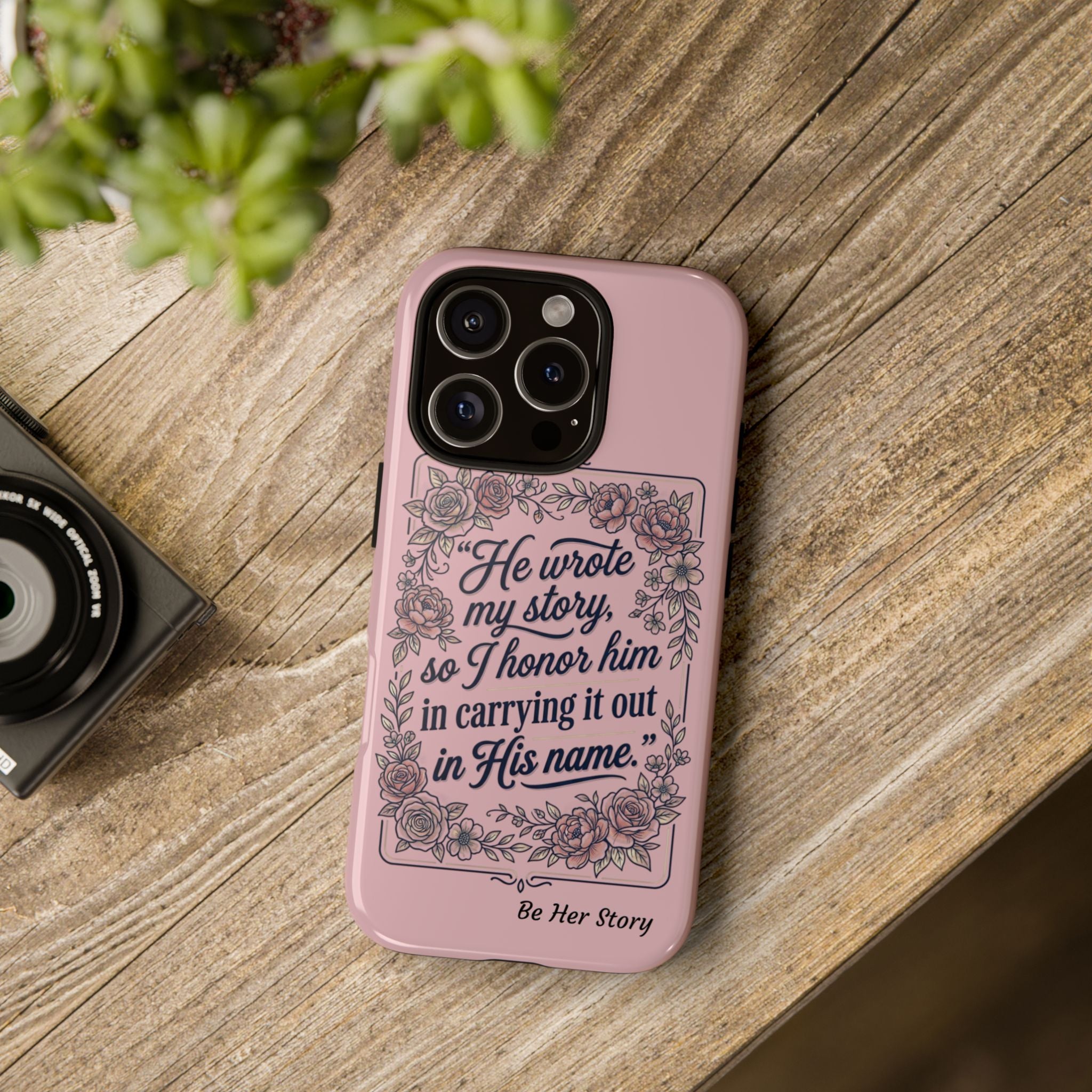 Floral Scripture iPhone Case — “He Wrote My Story” Christian Phone Case