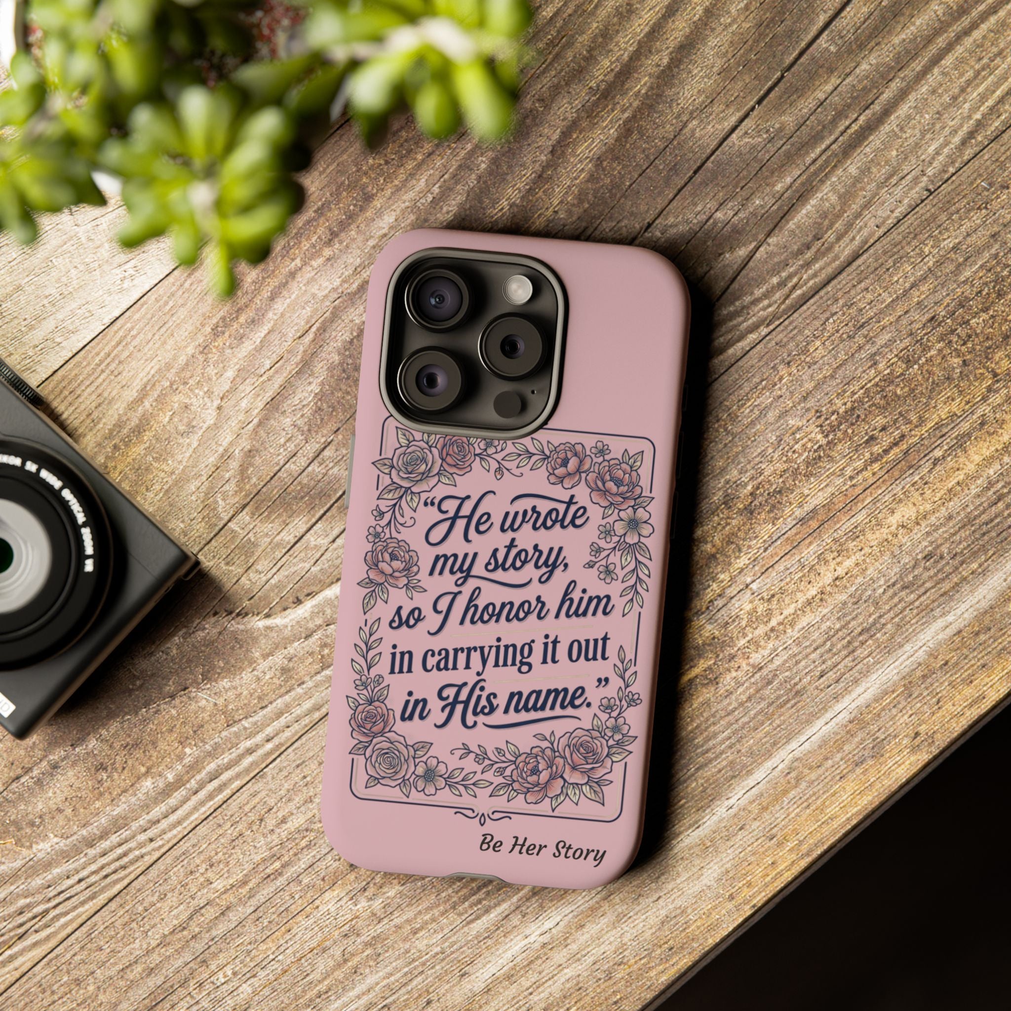 Floral Scripture iPhone Case — “He Wrote My Story” Christian Phone Case