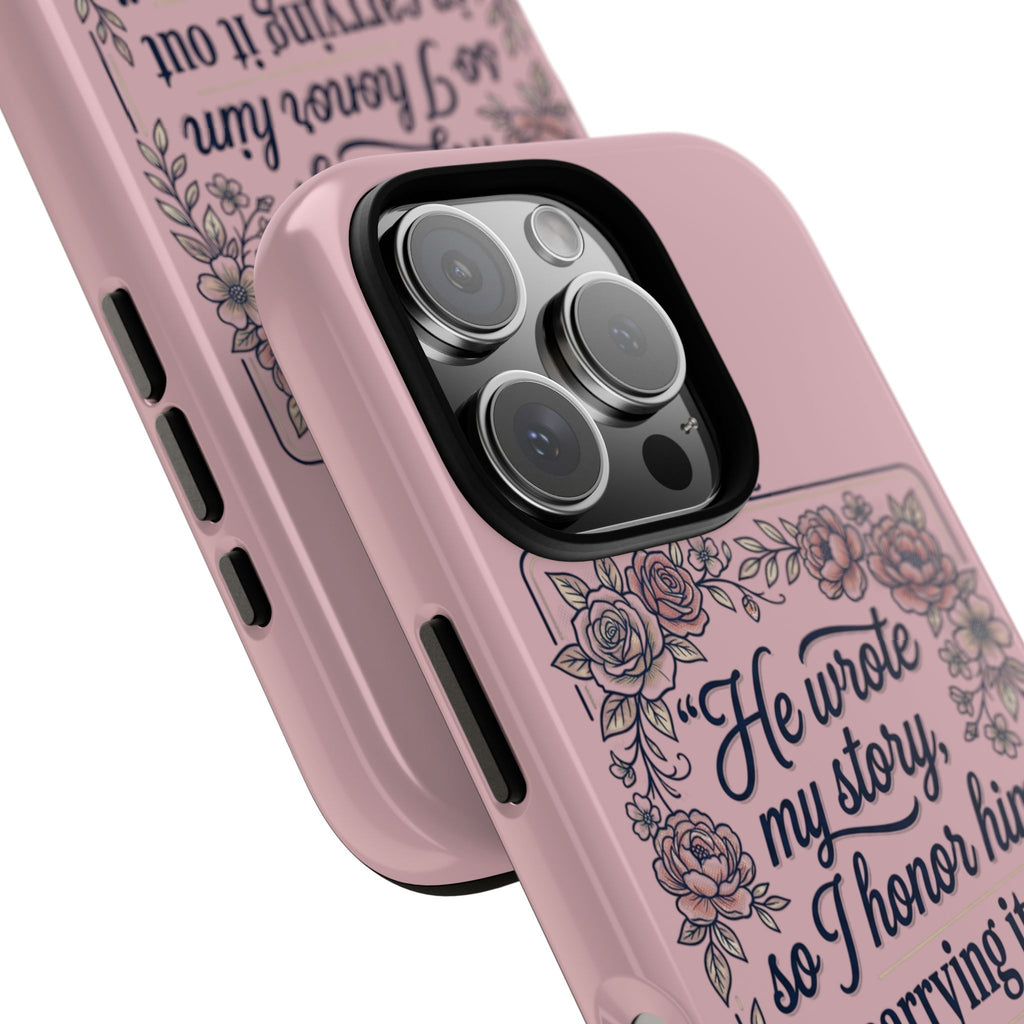 Floral Scripture iPhone Case — “He Wrote My Story” Christian Phone Case
