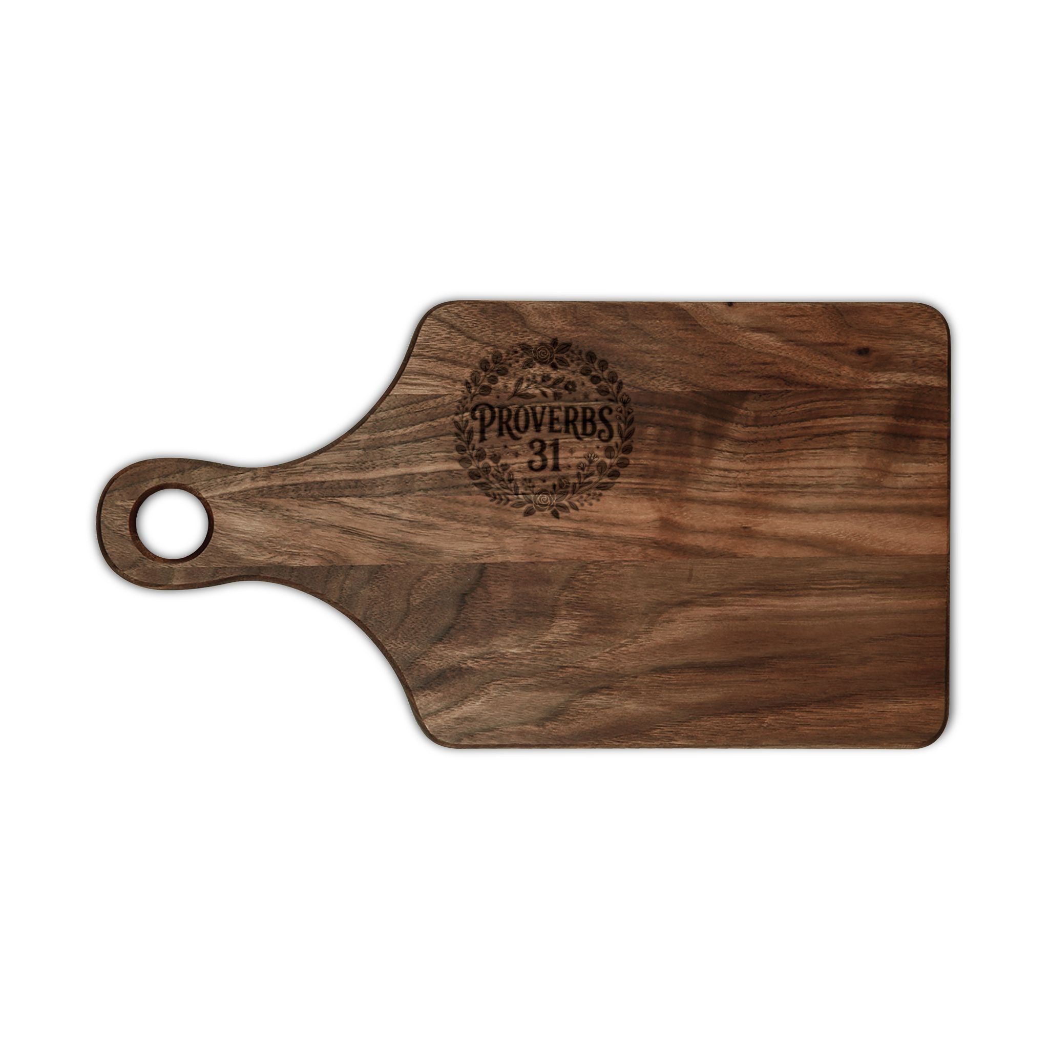 Proverbs 31 Engraved Wooden Cutting Board — Rustic Decorative Serving & Cheese Board