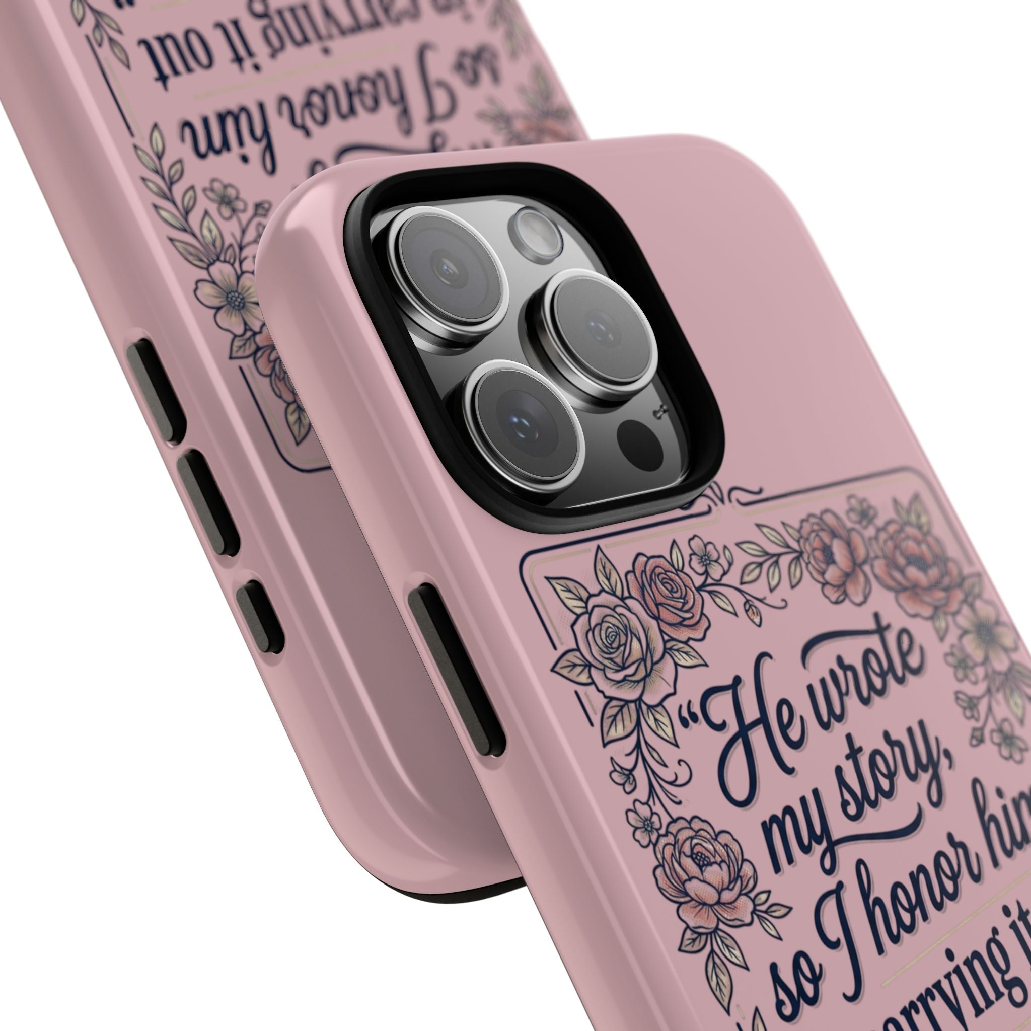 Floral Scripture iPhone Case — “He Wrote My Story” Christian Phone Case