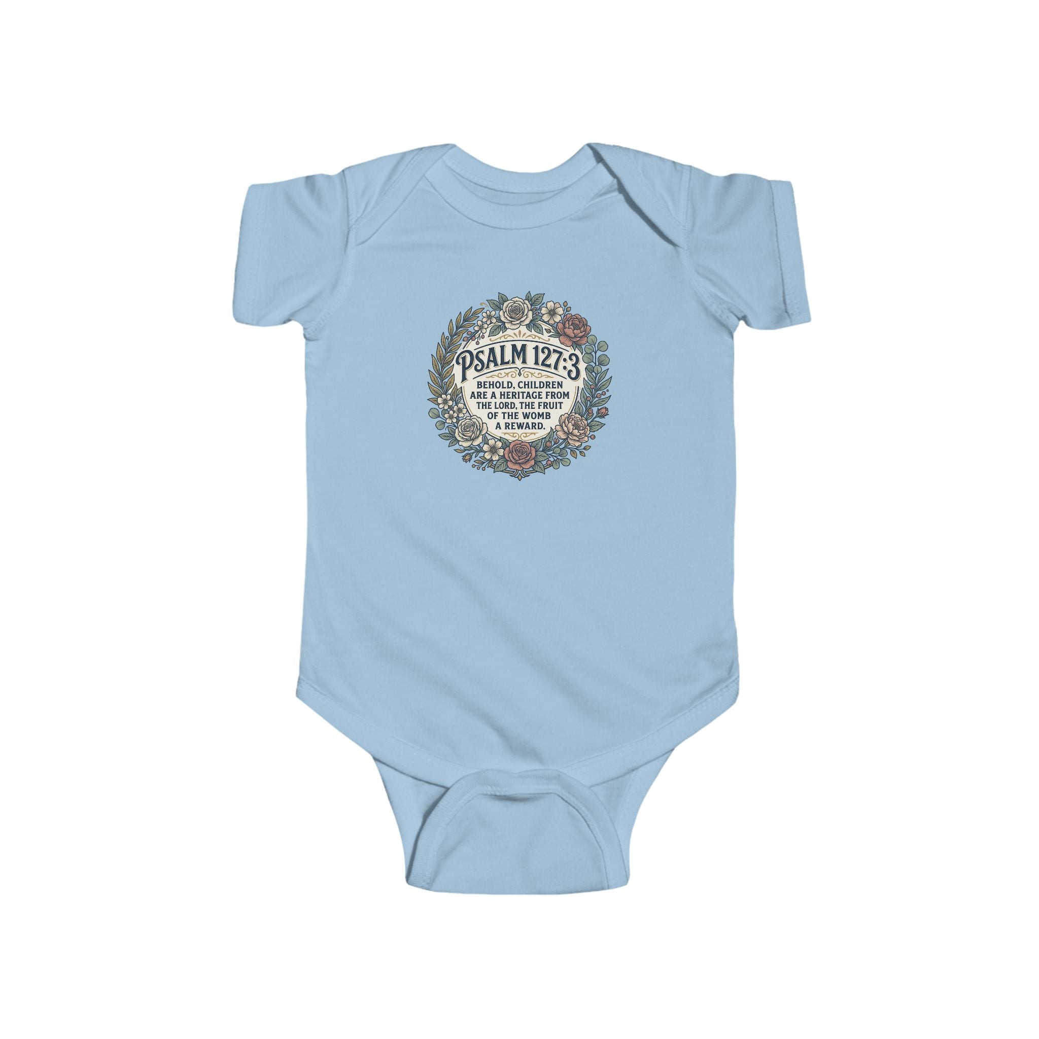 Infant Bodysuit — Psalm 127:3 Floral Wreath Baby Onesie, Christian Newborn Gift