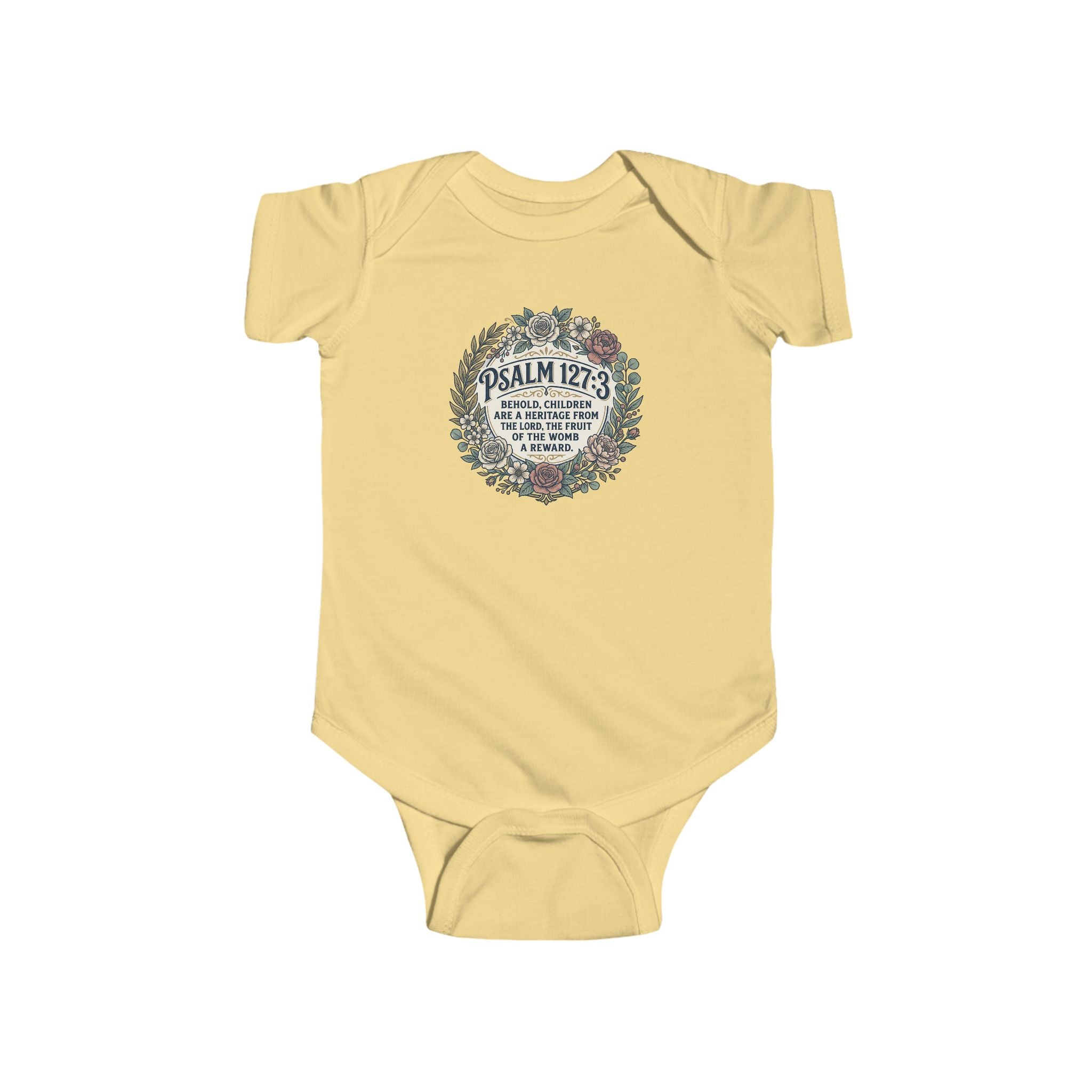 Infant Bodysuit — Psalm 127:3 Floral Wreath Baby Onesie, Christian Newborn Gift
