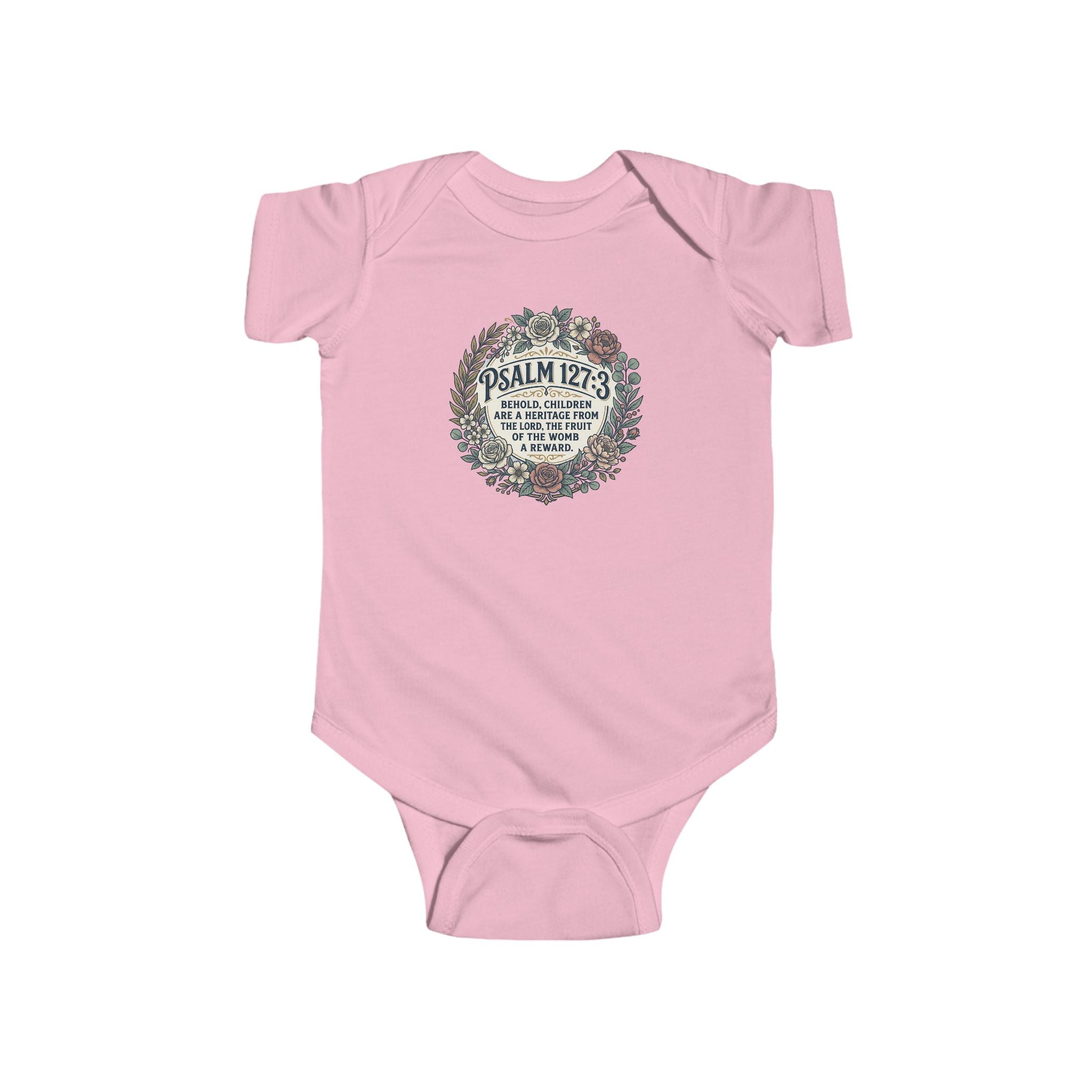 Infant Bodysuit — Psalm 127:3 Floral Wreath Baby Onesie, Christian Newborn Gift
