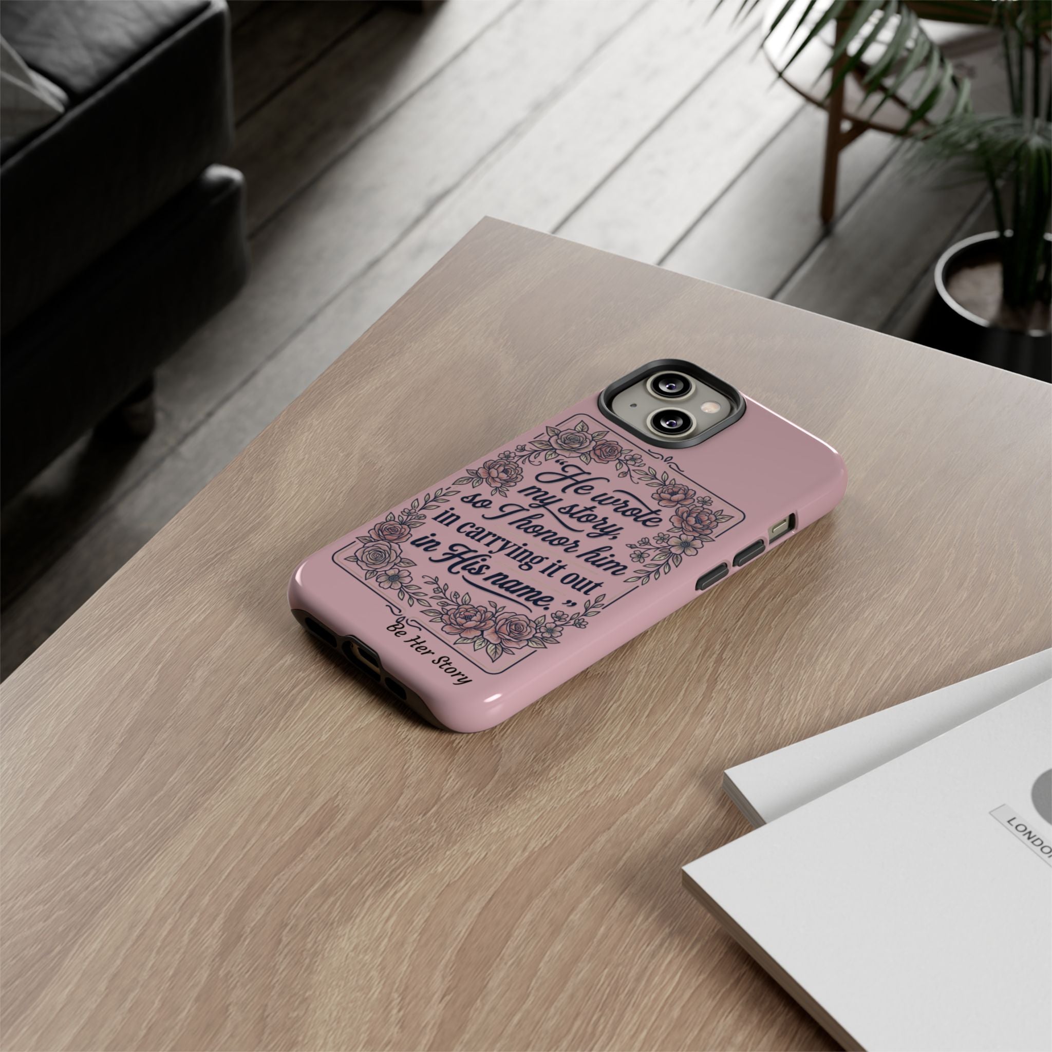 Floral Scripture iPhone Case — “He Wrote My Story” Christian Phone Case
