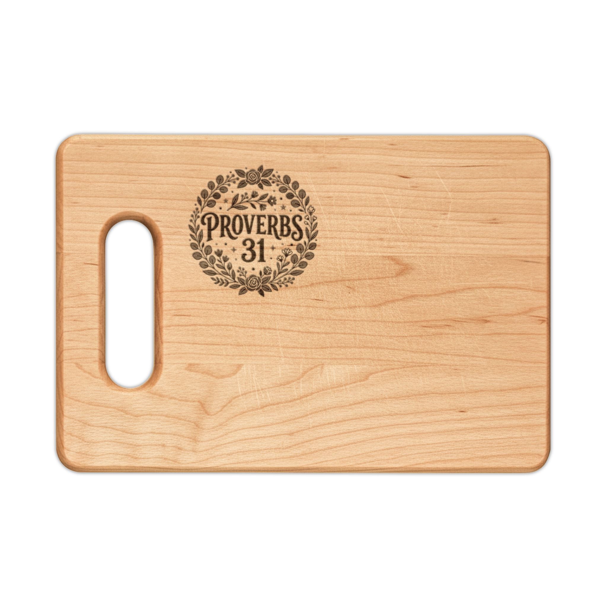 Proverbs 31 Engraved Wooden Cutting Board — Rustic Decorative Serving & Cheese Board