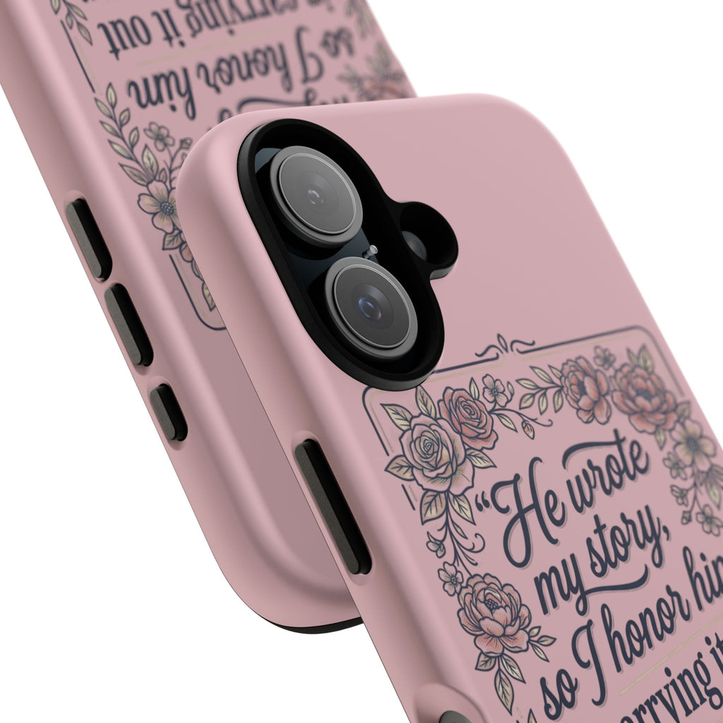 Floral Scripture iPhone Case — “He Wrote My Story” Christian Phone Case