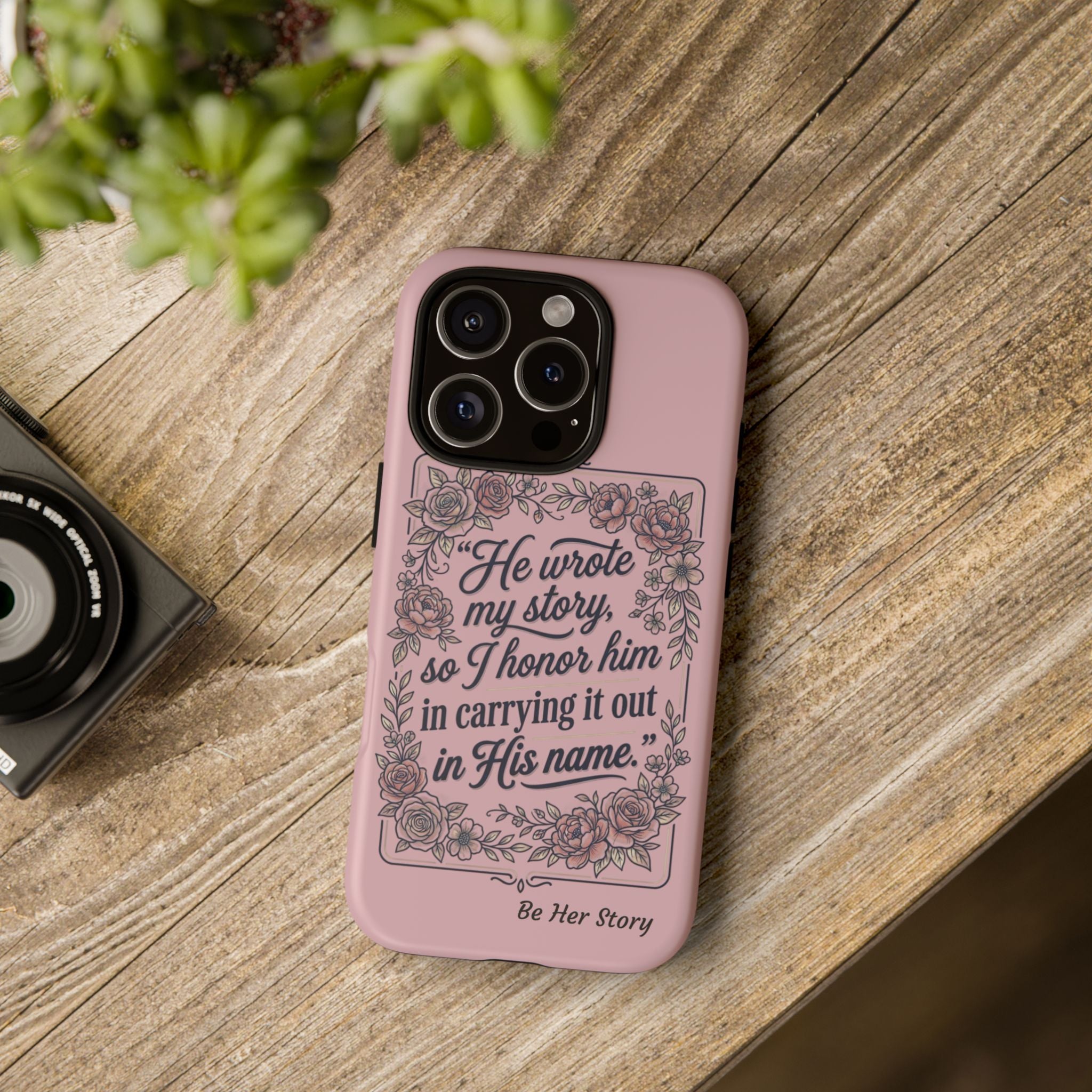 Floral Scripture iPhone Case — “He Wrote My Story” Christian Phone Case