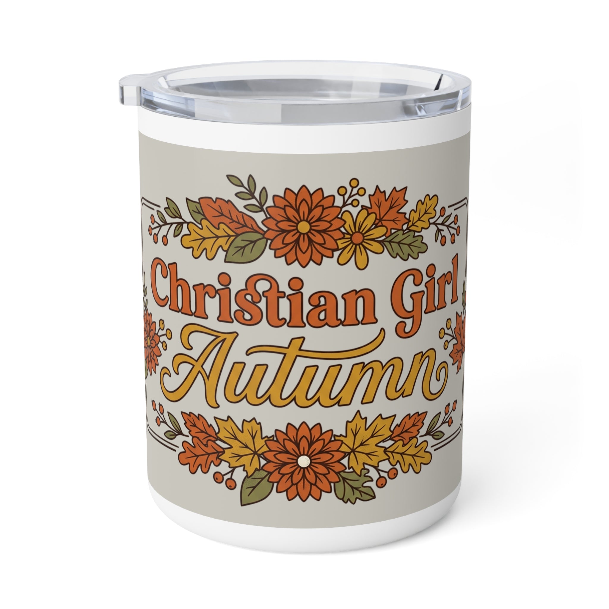 Insulated Mug — "Christian Girl Autumn" Floral Travel Cup
