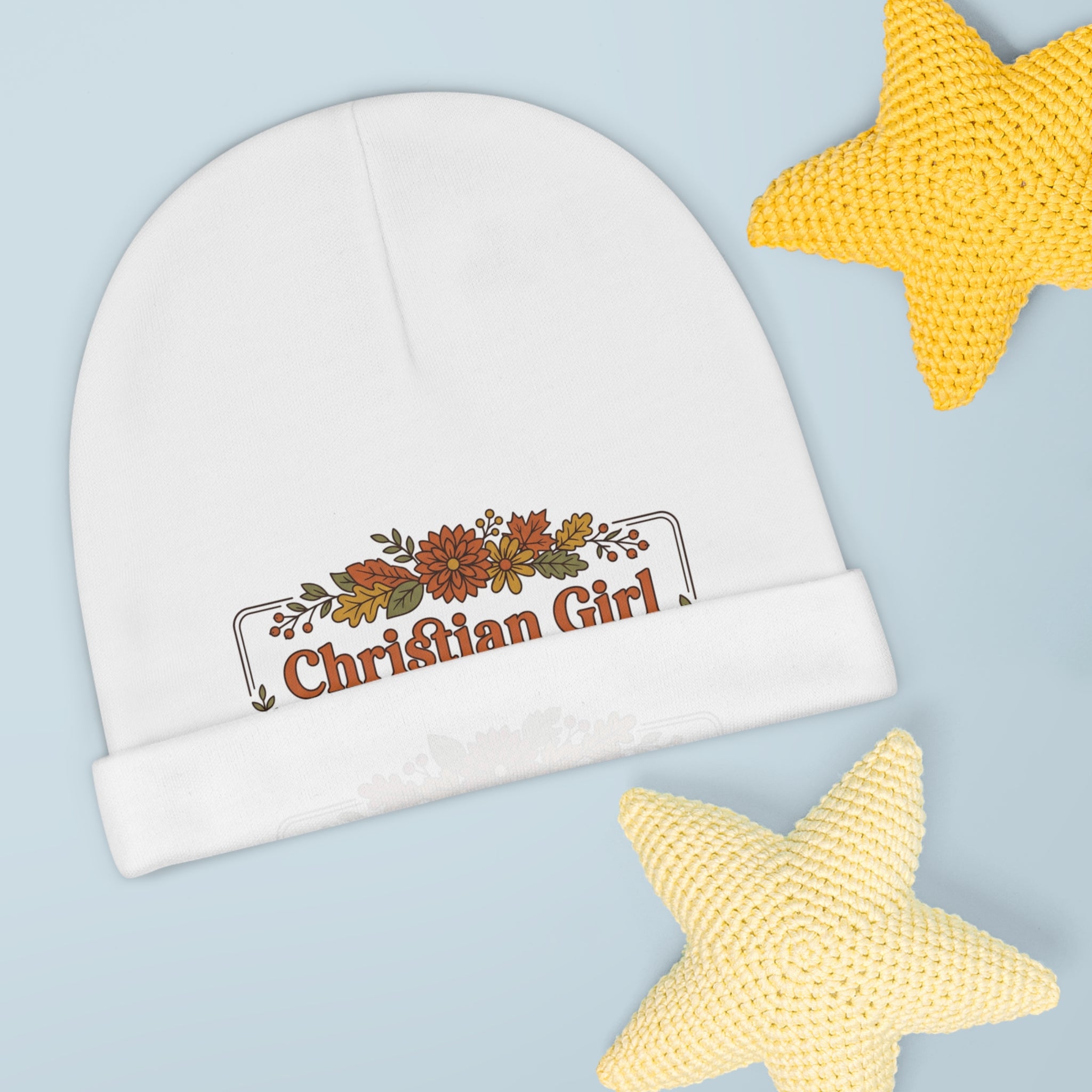 Christian Girl Autumn Baby Beanie – Fall Floral Newborn Hat