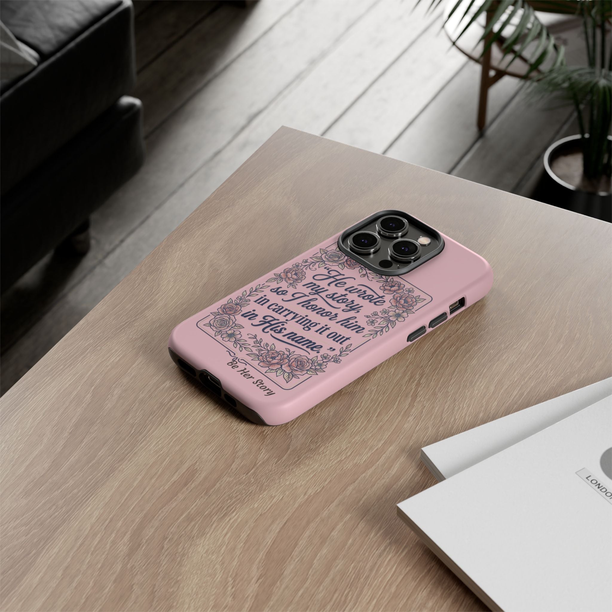 Floral Scripture iPhone Case — “He Wrote My Story” Christian Phone Case