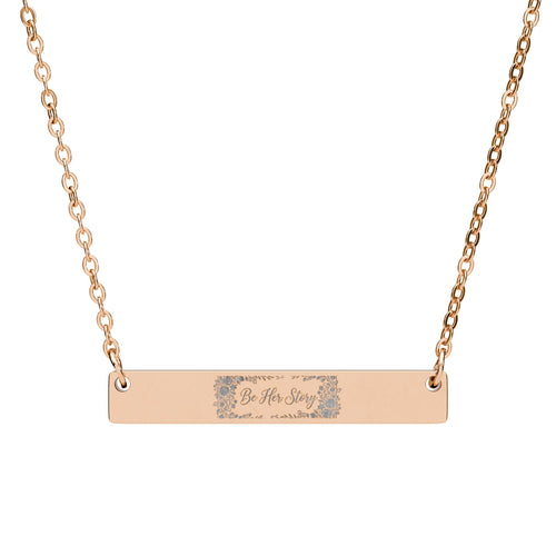 Engraved Horizontal Bar Necklace — Personalized Name/Message Pendant (Silver or Rose Gold)