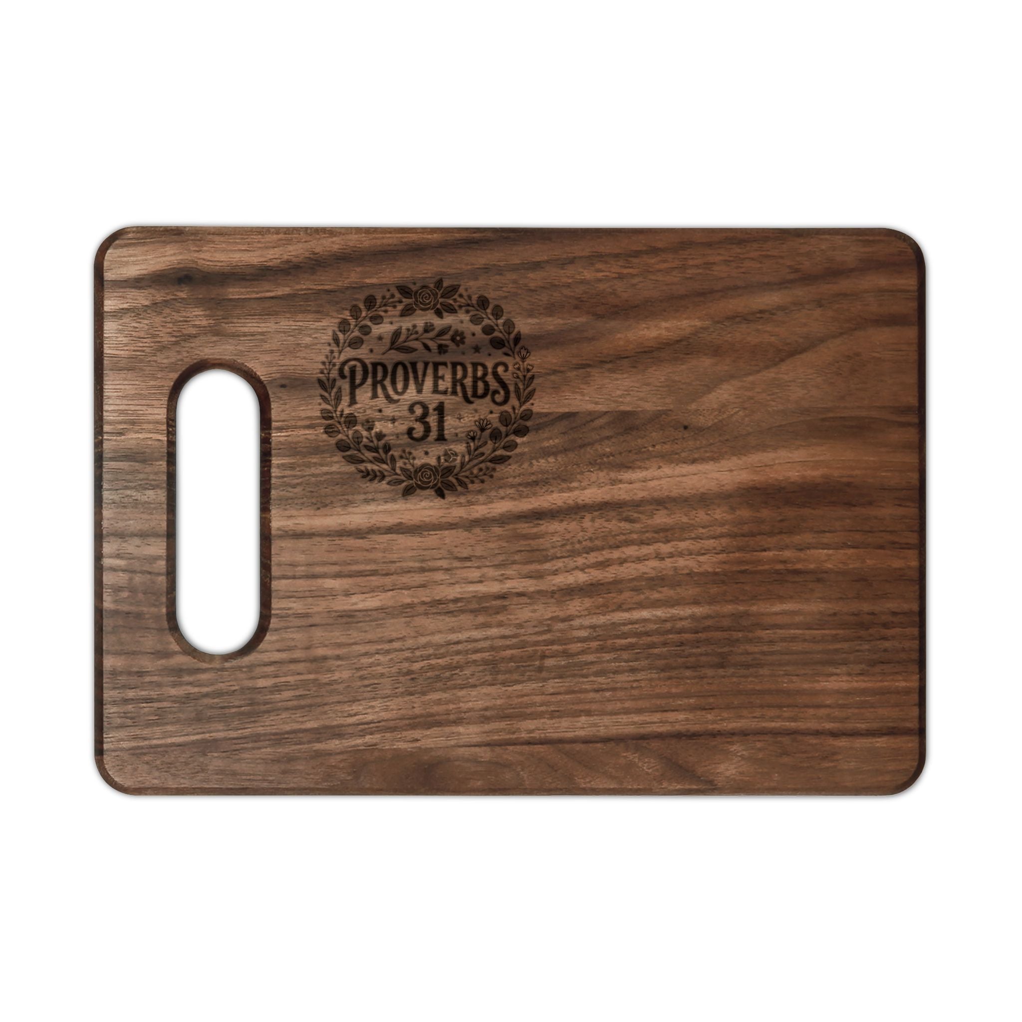 Proverbs 31 Engraved Wooden Cutting Board — Rustic Decorative Serving & Cheese Board