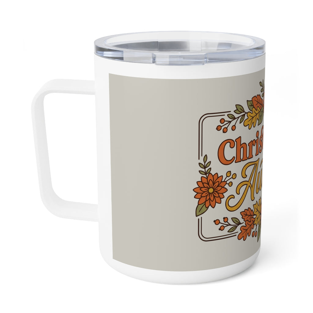 Insulated Mug — "Christian Girl Autumn" Floral Travel Cup